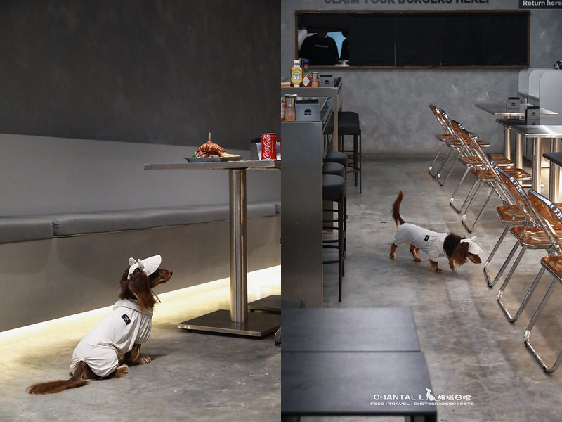 民生社區漢堡店！黑灰系Burgerciaga 漢堡世家，寵物友善毛孩可落地入座。