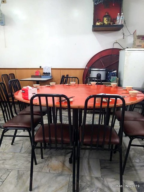 The spicy soup with Chives taste dumpling & seafood fried noodle at the traditional dumpling store ,Taipei, Taiwan, Nov 16, 2019
