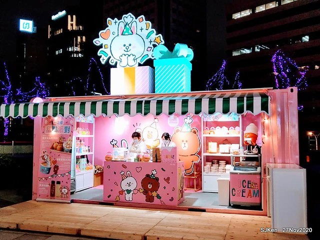 Christmas decoration with Line Friends brand at the Uni-Ustyle department store , Taipei, Taiwan, SJKen , Nov 21, 2020.