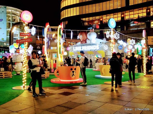 Christmas decoration with Line Friends brand at the Uni-Ustyle department store , Taipei, Taiwan, SJKen , Nov 21, 2020.