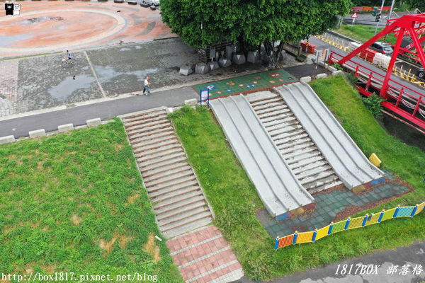 【雲林。西螺】空拍西螺大橋。大蝴蝶地景。螺石公園高灘地景觀磨石溜滑梯