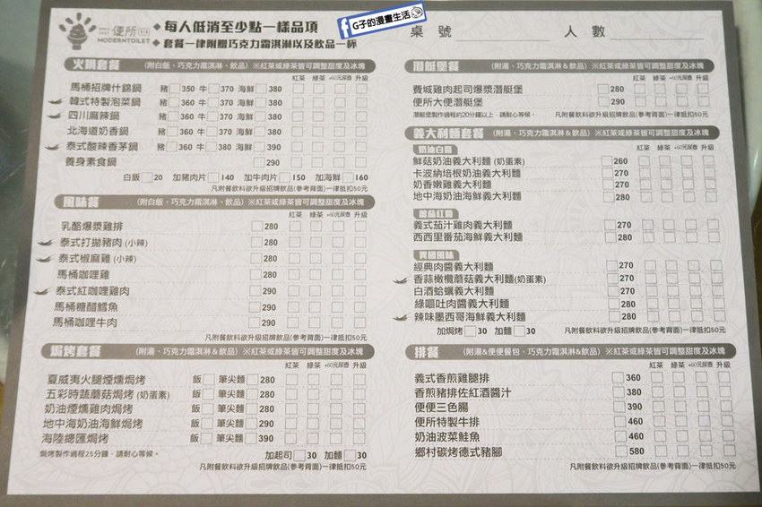 西門町主題餐廳-便所主題餐廳 菜單MENU
