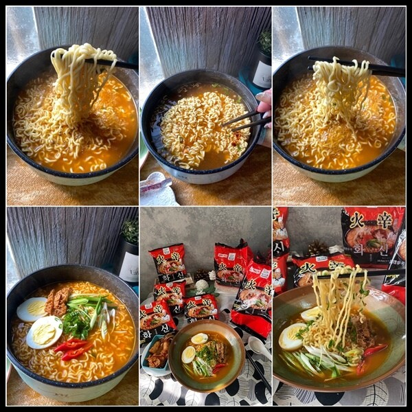 高雄市楠梓區【家樂福韓國泡麵推薦/宵夜泡麵開箱 】比辛辣麵好吃的泡麵🔥【Kmarket】韓式火辛拉麵袋裝泡麵,香辣