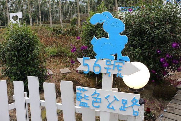 56號藍色公路咖啡：【雲林景點】古坑56號藍色公路咖啡。純白LOVE愛戀造景/咖啡、小火鍋、義大利麵、手工輕食鬆餅、下午茶/藍白色希臘地中海異國風情景觀咖啡廳/製造浪漫的約會求婚聖地