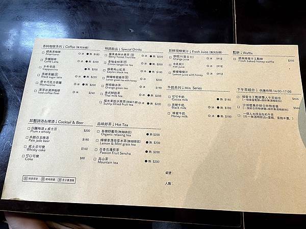 新竹寶山水庫│沙湖壢咖啡館-菜單