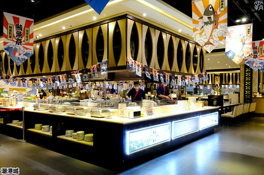 上百道海鮮料理吃到飽,潮港城太陽百匯,鮪魚祭鮪魚鮭魚秀好吸睛!