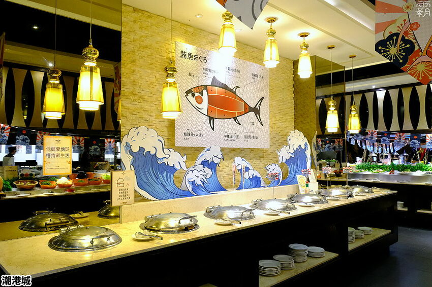 上百道海鮮料理吃到飽,潮港城太陽百匯,鮪魚祭鮪魚鮭魚秀好吸睛!