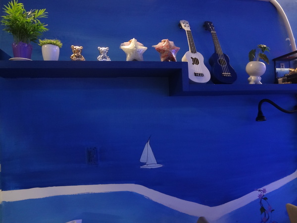 藍色地圖咖啡館：1021001[官本金文愛台灣]第三雷空有地中海風格的藍色地圖咖啡館Bule Map餐點須再加強