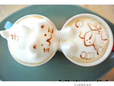 理性＆感性cafe'：【美食】oO。。平鎮　理性＆感性CAFE（近育達高中）　超厲害的立體貓抓魚拉花，這裡有喲～～oO。o○。　