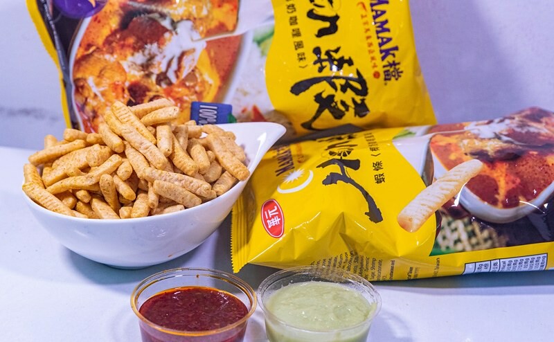 【超商便利商店零食】Hen蝦椰奶咖哩風味蝦條.單吃、配菜下酒兩相宜.搭配一辣一甜兩醬更美味.全聯獨家新上市