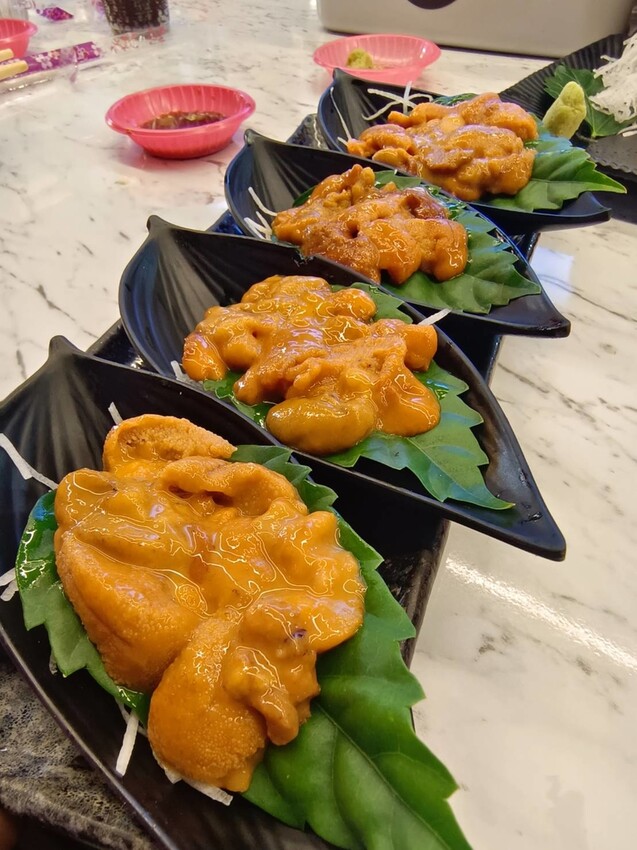 【屏東.東港】華僑市場228攤寵物友善。王匠黑鮪魚生魚片+海膽+比目魚壽司+金三角+上腹黑鮪魚超美味