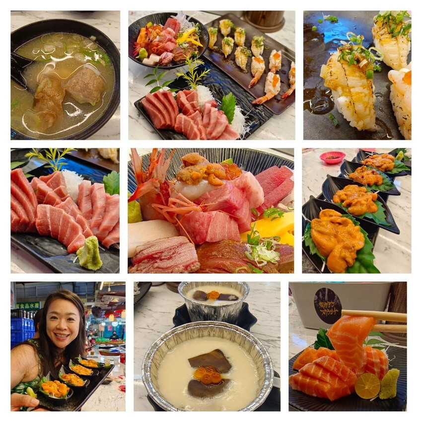 【屏東.東港】華僑市場228攤寵物友善。王匠黑鮪魚生魚片+海膽+比目魚壽司+金三角+上腹黑鮪魚超美味