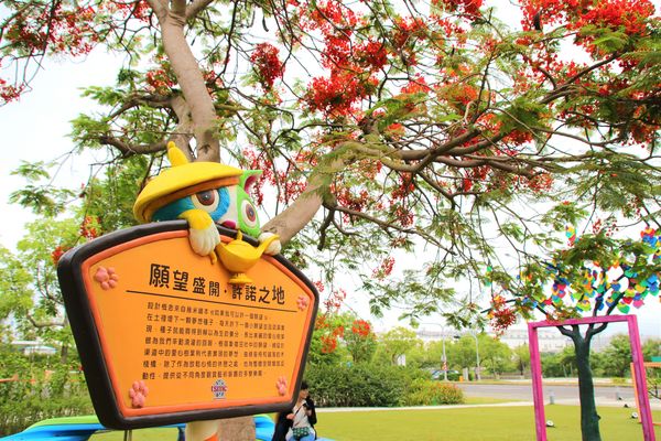 幾米許諾之地：【台南景點】幾米公園願望盛開~許諾之地，鳳凰花與阿勃勒及愛心樹三樹花交疊的特殊景觀