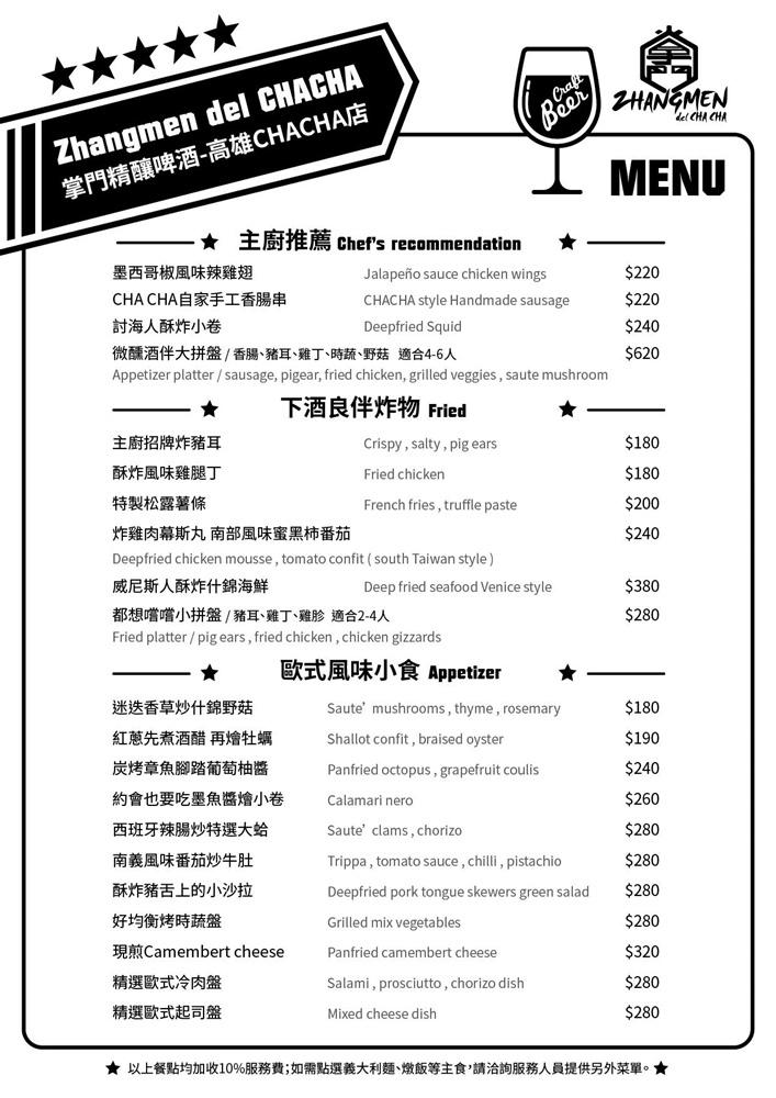 [高雄中央公園站]Trattoria del CHA CHA-令人驚豔的義式餐點+本土品牌掌門精釀啤酒~