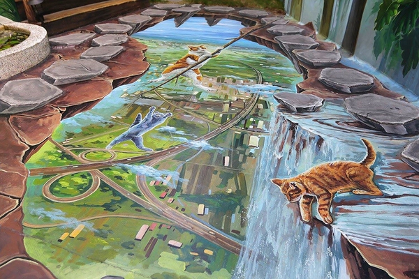 7-11 統一超商：【雲林景點】魔法貓屋7-11斗六保庄門市。快來喲!!~又有新的立體貓咪彩繪新作囉/小七超商應徵了喵星人/魔法森林喵咪的異想世界