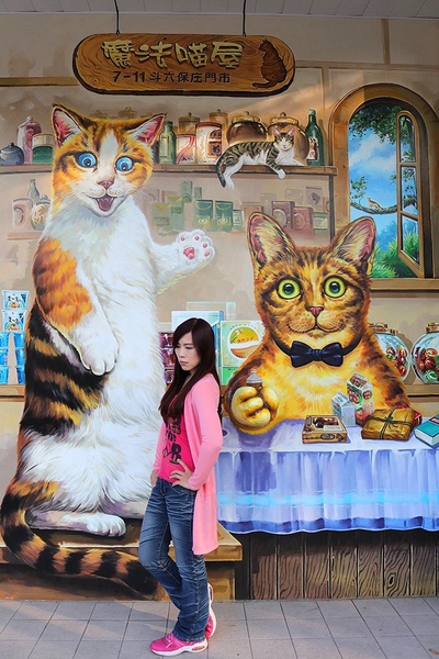 7-11 統一超商：【雲林景點】魔法貓屋7-11斗六保庄門市。快來喲!!~又有新的立體貓咪彩繪新作囉/小七超商應徵了喵星人/魔法森林喵咪的異想世界