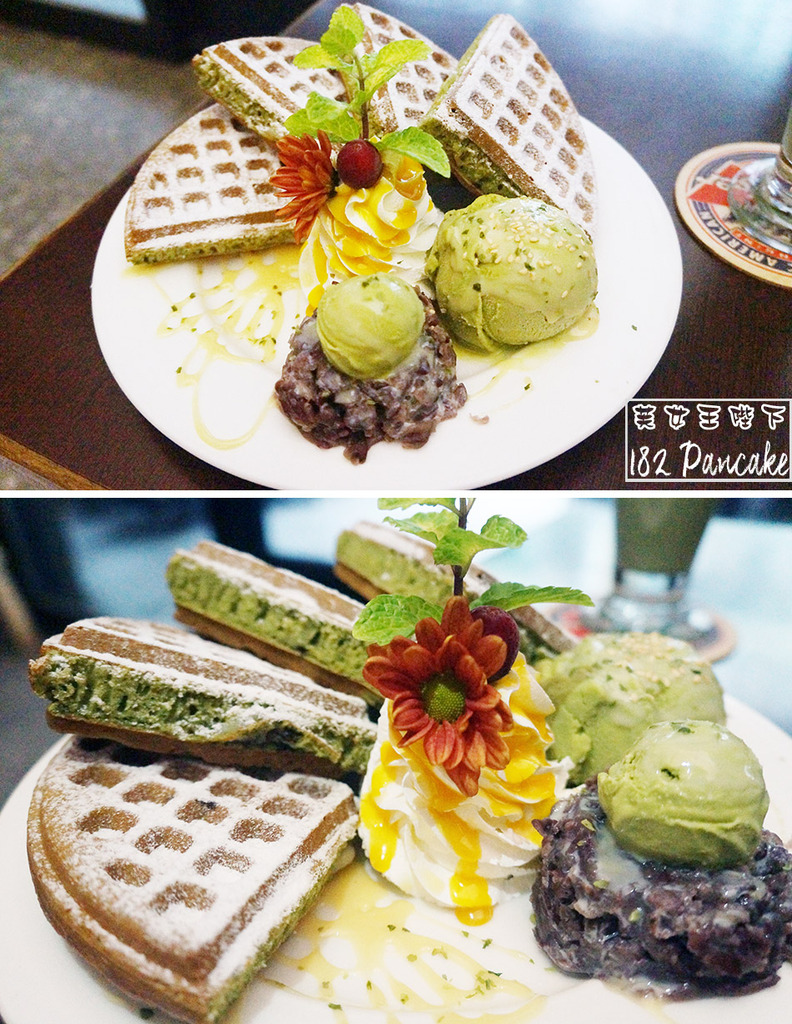 豐富又創意的鬆餅。拉絲麻糬抹茶鬆餅牽住你的心