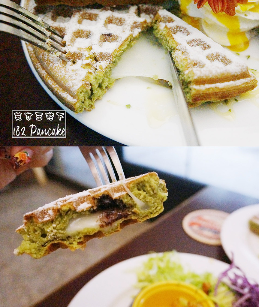 豐富又創意的鬆餅。拉絲麻糬抹茶鬆餅牽住你的心