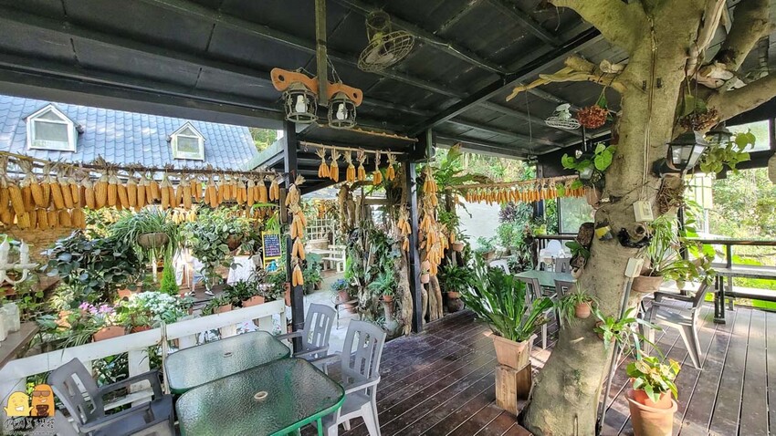 桃園龜山綠庭緣網美森林系咖啡廳，和煦陽光灑落遠方蟲鳴鳥叫，享受清幽休閒的下午茶，不用開到山區就能享受