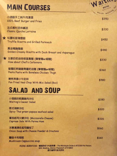 waiting bistro 氣氛佳餐點好 聚餐必備口袋名單!