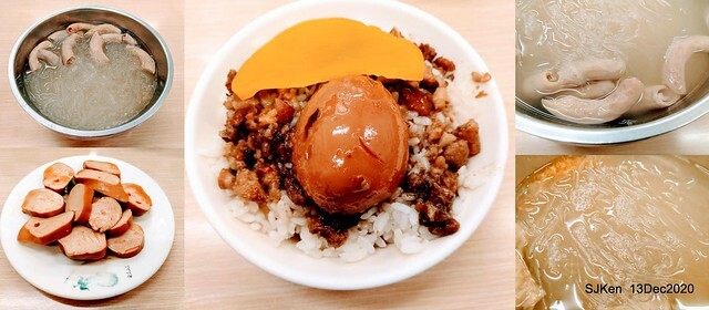 Pig intestines  cellophane noodles  & Braised pork on rice at 三元豬腸冬粉店，Taoyuan city, North Taiwan, SJKen, Dec 13, 2020.