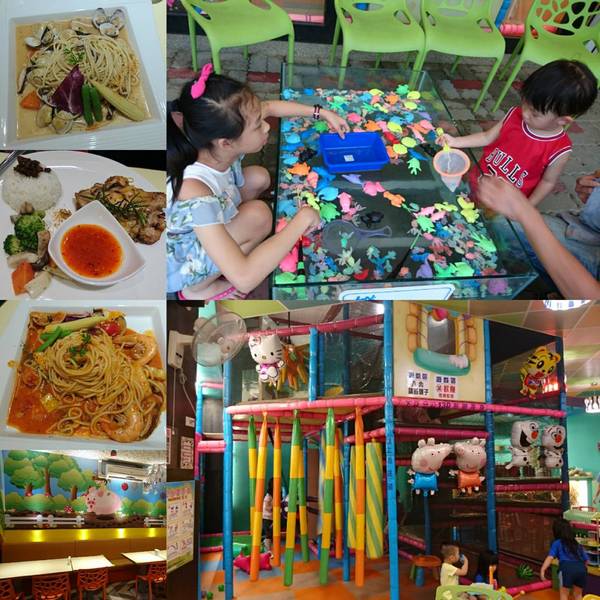 丟丟噹親子餐廳:宜蘭羅東~丟丟噹親子餐廳~繽紛的卡通彩繪裝潢~撈魚滑梯樣樣來~小朋友的遊樂天堂~