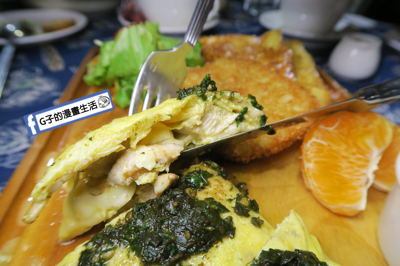 永和肥禿子美式餐廳-早午餐 青醬野菇雞肉歐姆蛋