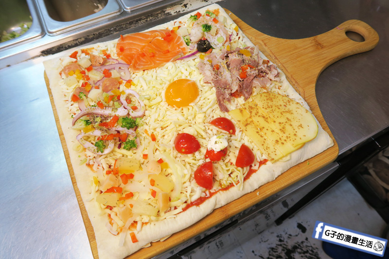 士林愛披薩 ipizza 現做九宮格自由拚披薩 方形披薩  歐洲進口麵粉與初榨橄欖油做的披薩餅皮