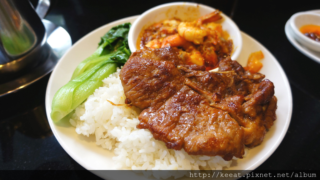 咖哩鳳尾蝦飯+豬排