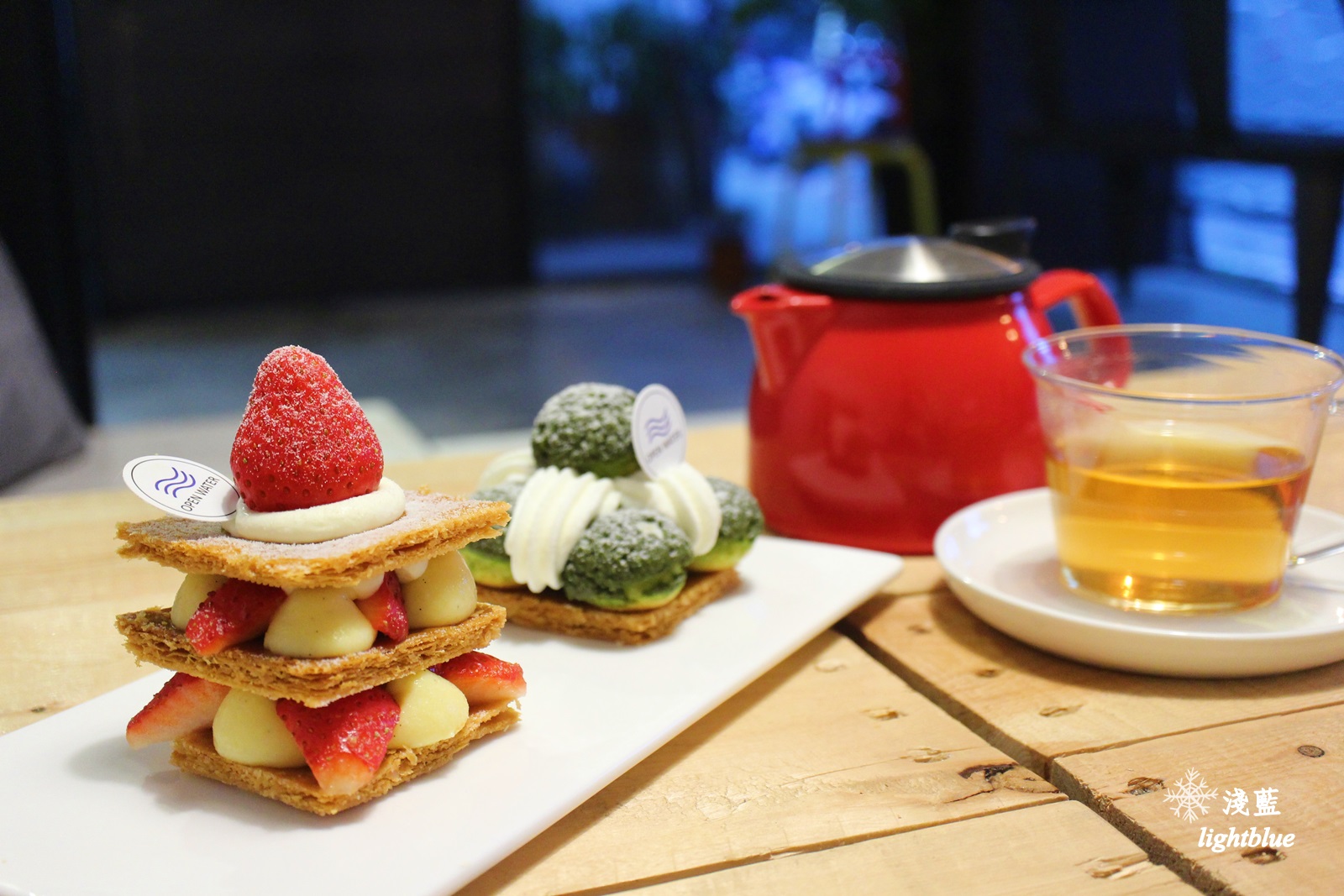 [ 民生社區美食 ] 淺藍 × 海海洋菓～現點現做抹茶聖多諾黑、草莓法式千層