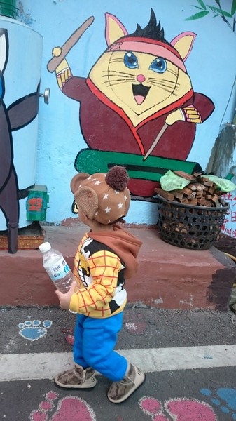 甲仙貓巷：高雄~甲仙貓巷~超好拍的口愛貓咪彩繪~繽紛雨傘高高掛~