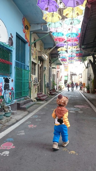 甲仙貓巷：高雄~甲仙貓巷~超好拍的口愛貓咪彩繪~繽紛雨傘高高掛~