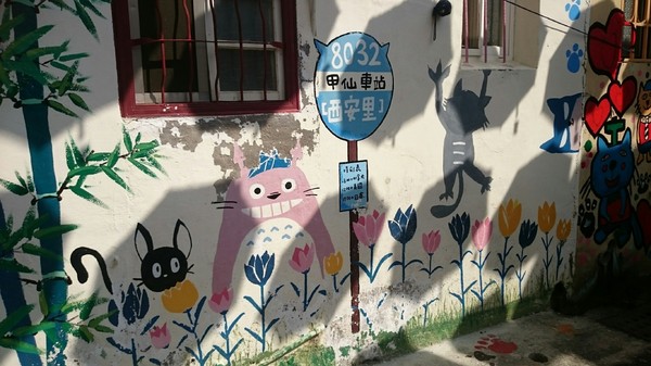 甲仙貓巷：高雄~甲仙貓巷~超好拍的口愛貓咪彩繪~繽紛雨傘高高掛~