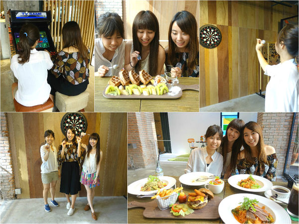 重量級的雙層牛肉洋蔥圈漢堡超震撼~還是個平日不限時、內建遊樂間的包場聖地呀！T-Park Café & eatery