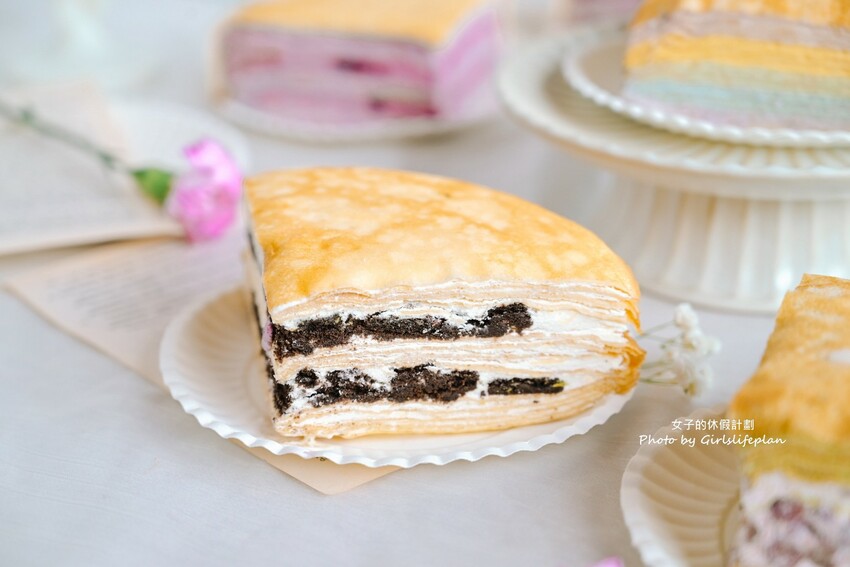 千層蛋糕第一品牌!千層蛋糕口味多達20種可以4拼或8拼,一片不到85元有夠平價