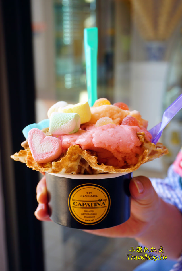 台中冰店推薦|台中麗寶Outlet Mall-少女夢幻系散步甜食!CAPATINA 義大利冰淇淋,無脂果霜冰淇淋好吃.低熱量.無反式脂肪又沒負擔~ - 小潔趴趴走(台灣旅遊)