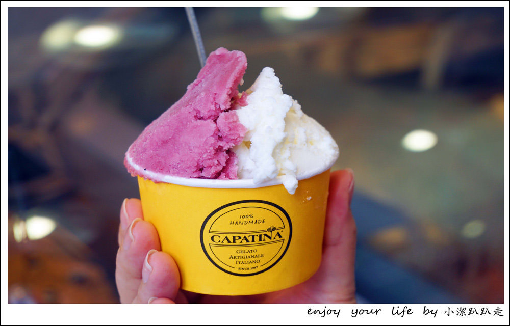 台中冰店推薦|台中麗寶Outlet Mall-少女夢幻系散步甜食!CAPATINA 義大利冰淇淋,無脂果霜冰淇淋好吃.低熱量.無反式脂肪又沒負擔~ - 小潔趴趴走(台灣旅遊)