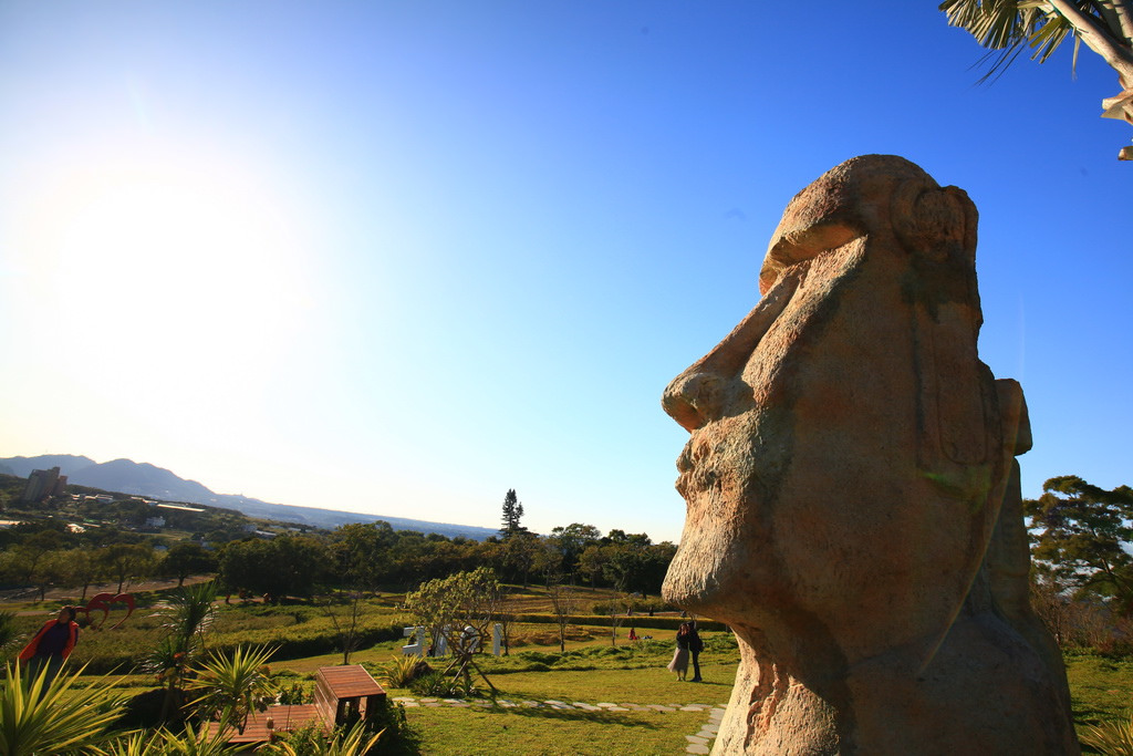 【桃園大溪】神秘巨石摩艾出沒!大溪花海農場 彩紅花田