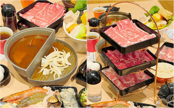 大樂鍋精緻鍋物專賣店：大樂鍋精緻鍋物：肉多多鍋喜燒一鍋兩吃再加三份肉盤大滿足！打卡再送豬肉盤好划算！燒酒海陸鍋一次7種海鮮加肉品豐盛推薦！