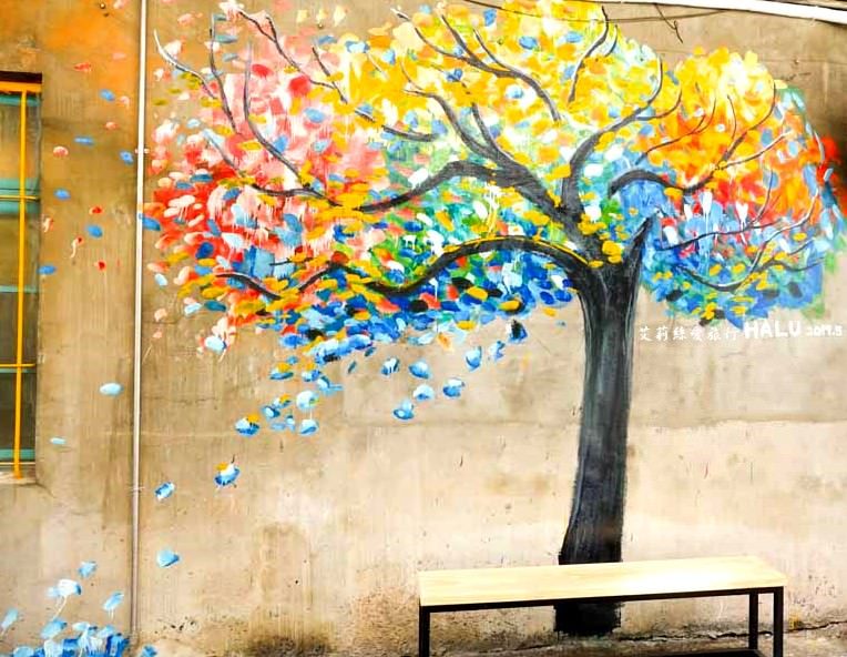 邑朵早午餐 彩繪樹 花牆 板橋早午餐 IG景點