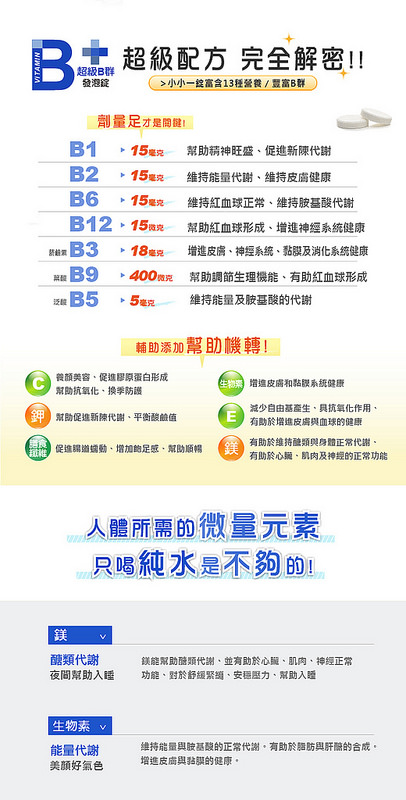 高劑量維生素B群和礦物質 高劑量維生素B群和礦物質