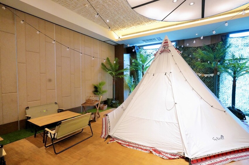 新北親子住宿推薦｜福容大飯店淡水漁人碼頭POPA露營主題房，