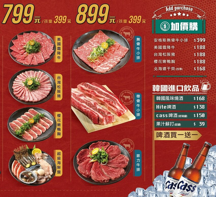 五花肉.KR mini韓國烤肉BBQ 吃到飽菜單