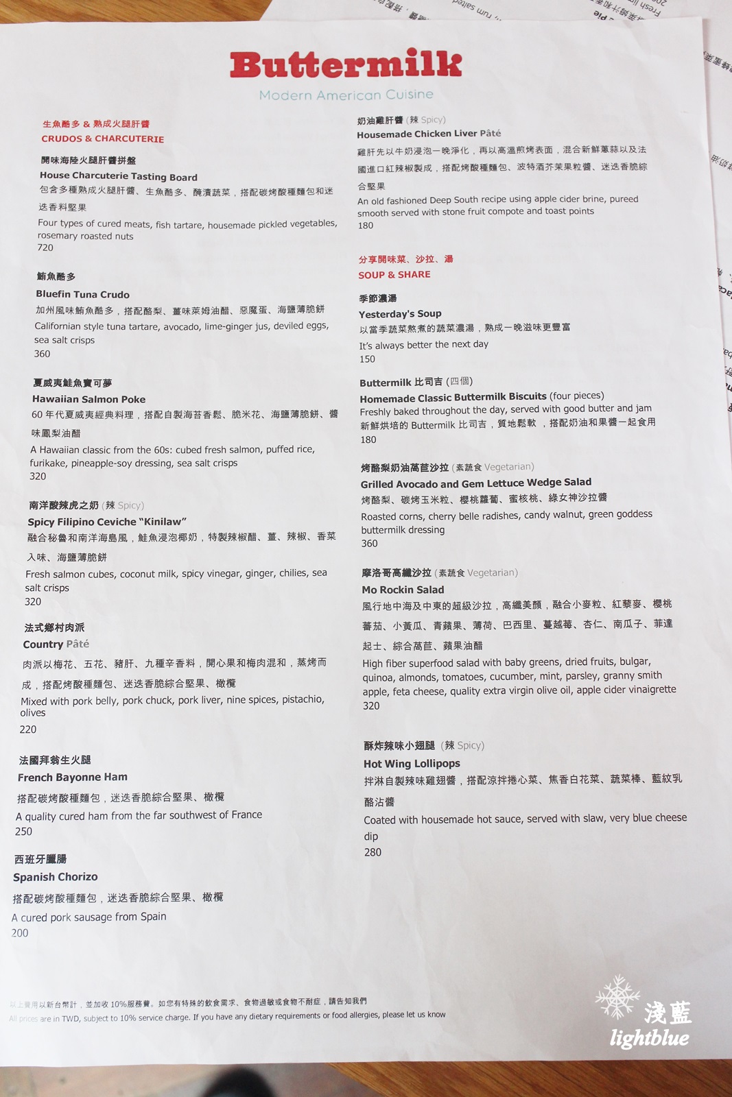 [ 中山站美食 ] 淺藍 × Buttermilk摩登美式餐廳～amba中山意舍酒店新餐廳，中山美式餐廳，必吃美國阿嬤炸雞