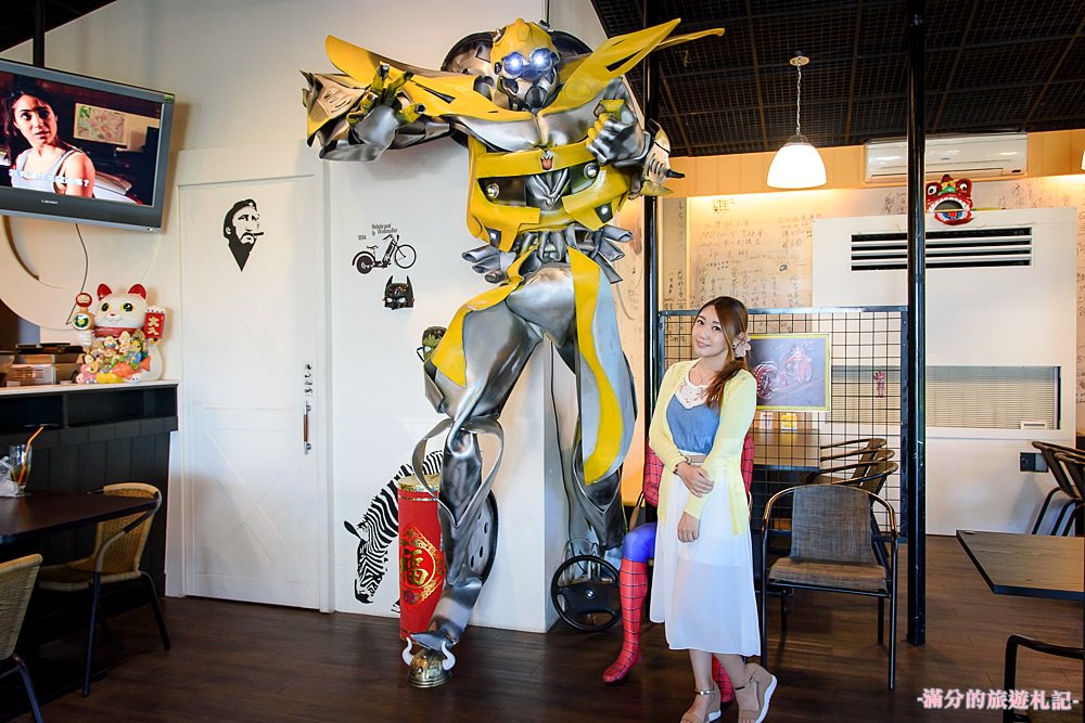 新竹新豐美食》東尼High Line咖啡館 新豐下午茶 變形金剛&蜘蛛人同台登場超亮眼 - 滿分的旅遊札記