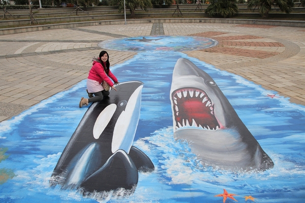 頂魚寮公園:【台中梧棲景點】頂魚寮公園-藍色鯨魚溜滑梯,好拍的3D彩繪海底世界,台中親子快樂園地