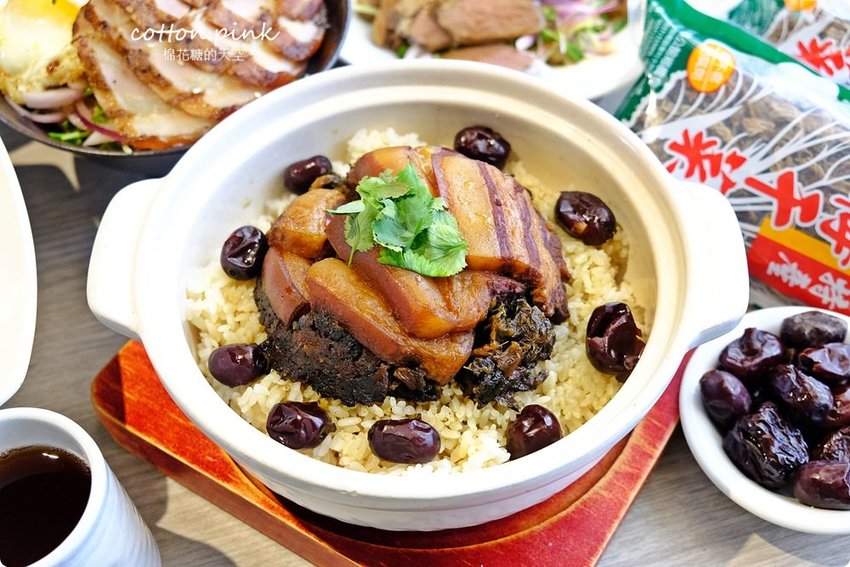 全台唯一鹹豬肉蓋飯在台中！平日午間限定，棗點子點餐就送紅棗茶免費喝到飽！