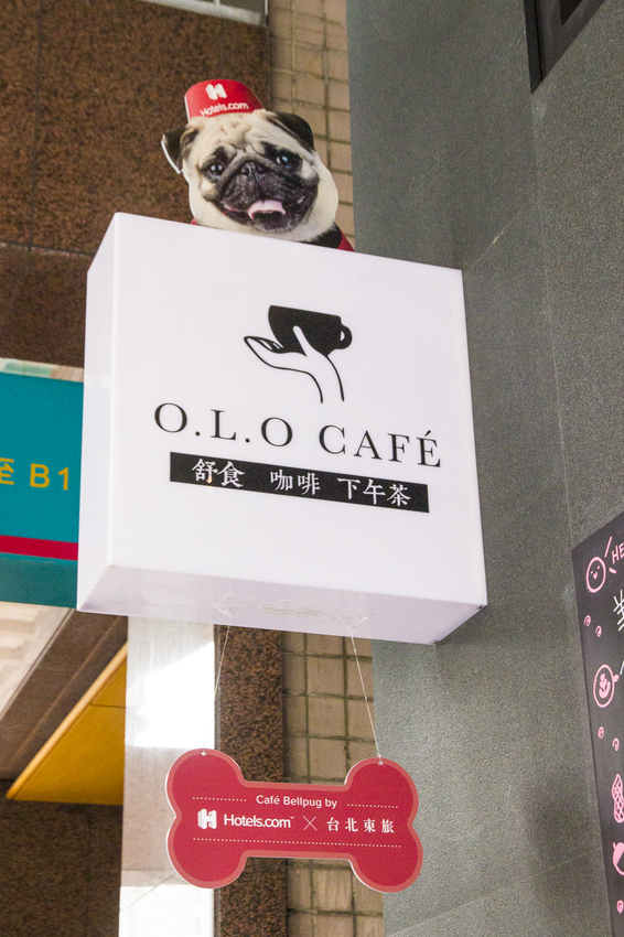 【吃喝.台北】松山下午茶/O.L.O CAFÉ~亞洲唯一Hotels.com聯名咖啡館/輕食咖啡,禮賓大使Bellbug巴哥萌狗陪你用餐