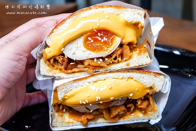 朝富早午餐,爆燒肉黃金溏心蛋吐司,中山朝富早午餐地址 @陳小可的吃喝玩樂