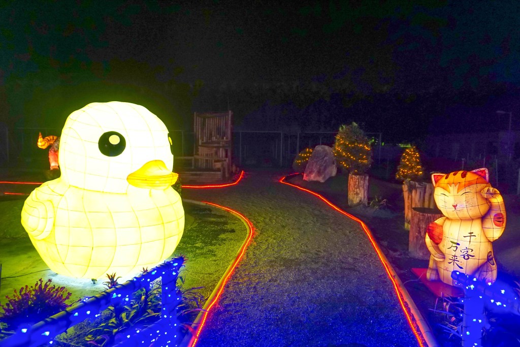 2018花在彰化(夜間燈會搶先看)溪州公園玩全攻略：一次玩透123公頃大公園,繽紛浪漫馬車,發光玫瑰,愛心倒影,超美油紙傘,2/7兩小時試燈千萬別錯過。